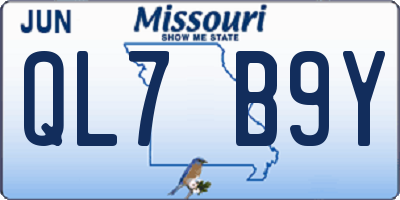 MO license plate QL7B9Y
