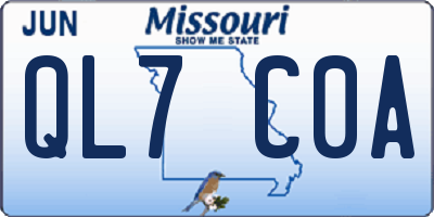 MO license plate QL7C0A