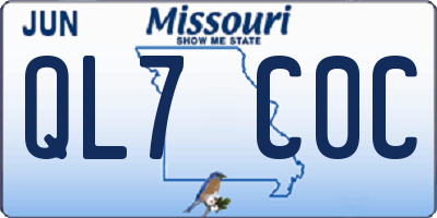 MO license plate QL7C0C
