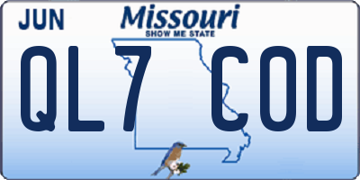 MO license plate QL7C0D