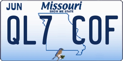MO license plate QL7C0F