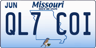 MO license plate QL7C0I