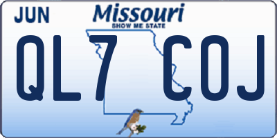 MO license plate QL7C0J