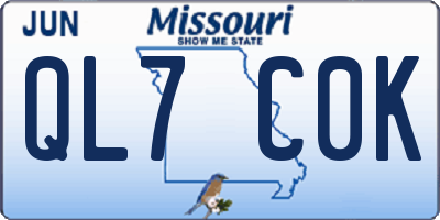 MO license plate QL7C0K