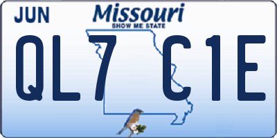 MO license plate QL7C1E