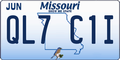 MO license plate QL7C1I