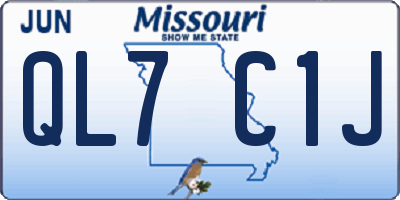 MO license plate QL7C1J