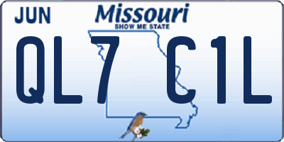 MO license plate QL7C1L