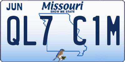 MO license plate QL7C1M