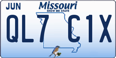 MO license plate QL7C1X