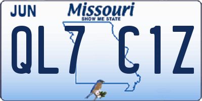 MO license plate QL7C1Z