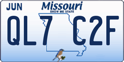 MO license plate QL7C2F