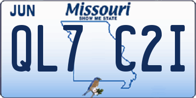 MO license plate QL7C2I