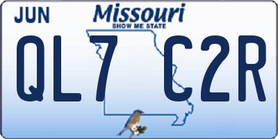 MO license plate QL7C2R