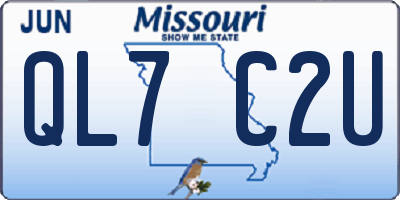 MO license plate QL7C2U