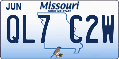 MO license plate QL7C2W