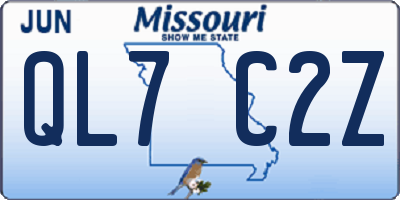 MO license plate QL7C2Z