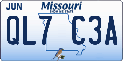 MO license plate QL7C3A
