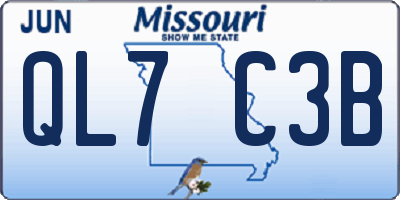 MO license plate QL7C3B