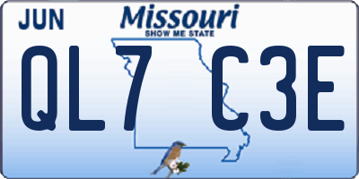 MO license plate QL7C3E
