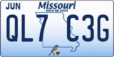 MO license plate QL7C3G
