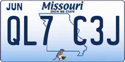 MO license plate QL7C3J