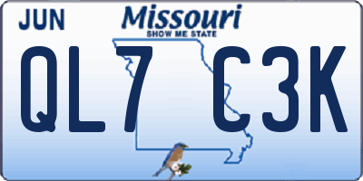 MO license plate QL7C3K