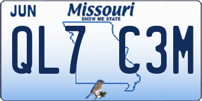 MO license plate QL7C3M