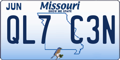 MO license plate QL7C3N