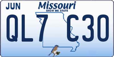 MO license plate QL7C3O