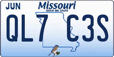 MO license plate QL7C3S