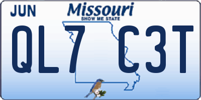 MO license plate QL7C3T
