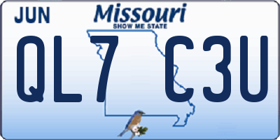 MO license plate QL7C3U