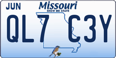 MO license plate QL7C3Y