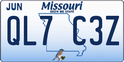 MO license plate QL7C3Z