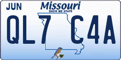 MO license plate QL7C4A