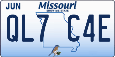 MO license plate QL7C4E
