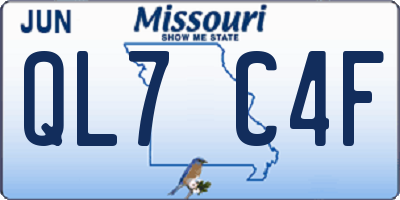 MO license plate QL7C4F