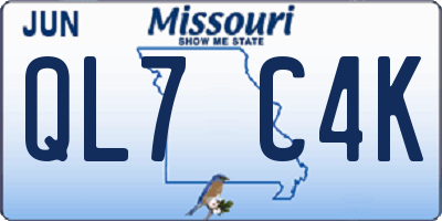 MO license plate QL7C4K