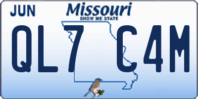 MO license plate QL7C4M