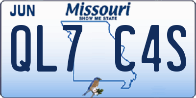 MO license plate QL7C4S