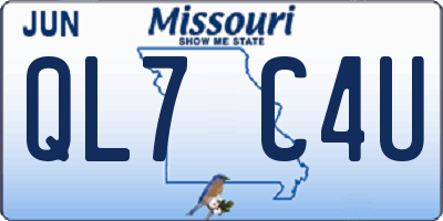 MO license plate QL7C4U