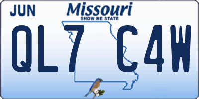 MO license plate QL7C4W
