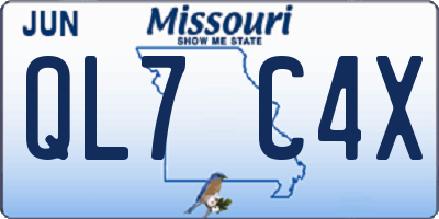 MO license plate QL7C4X