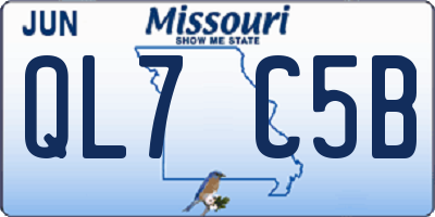 MO license plate QL7C5B