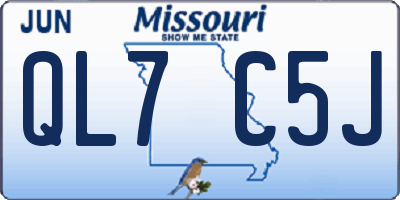 MO license plate QL7C5J