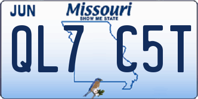 MO license plate QL7C5T