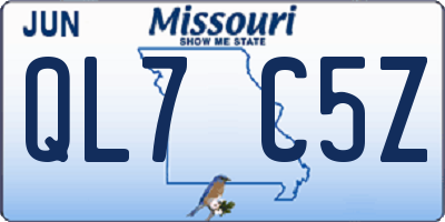MO license plate QL7C5Z
