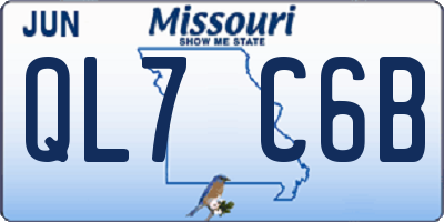 MO license plate QL7C6B