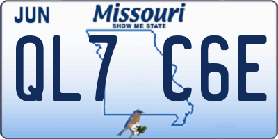 MO license plate QL7C6E